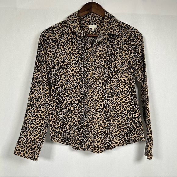 Talbots Petites Leopard Print Button Down Shirt - Picture 1 of 11